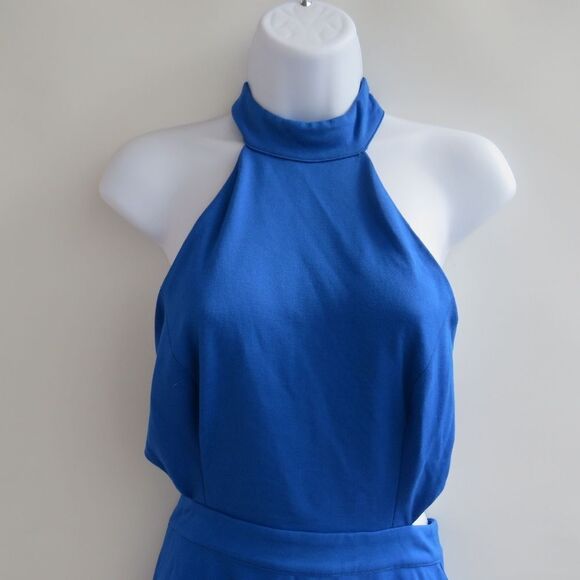 NBD Revolve Womens Small Choker Halter Cutout Racer Cobalt Blue Nite Out Dress - Picture 2 of 16